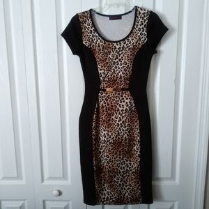 Leopard Print and Black Dress Size Small